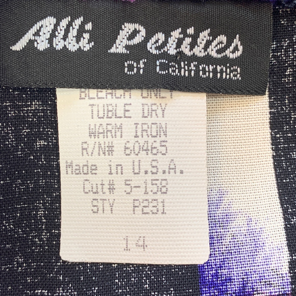 Vintage Petite Blazer Jacket Oversized Patchwork Floral Print Purple Navy Blue - Picture 6 of 10